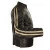 Biker Stripes- Men's Mud-Brown Leather Jacket - Image 2