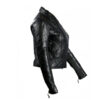 Blocks- Women's Black Leather Jacket - Image 2