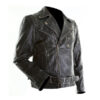 Warrior- Men's Black Leather Jacket - Image 2