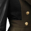 Leaf- Women's Dark Green Leather Coat - Image 2