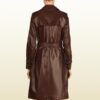 Button Down - Brown Leather Long Coat - Image 3