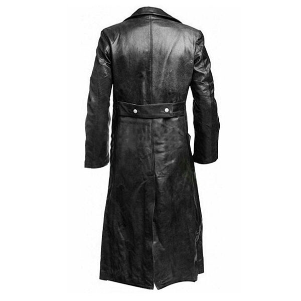 Buy Dark ? Long Black Leather Trench Coat from leatheriza.com