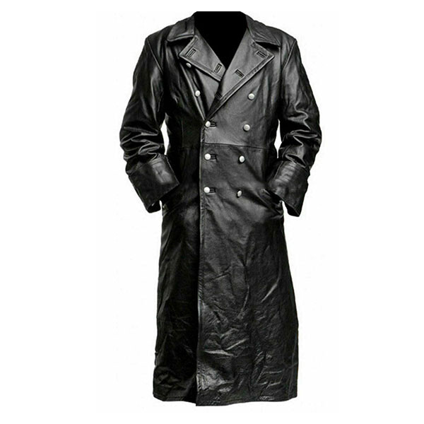Dark – Long Black Leather Trench Coat