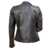Button down-Women's Black Leather Jacket - Image 2