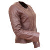 Woods- Women's Brown Leather Jacket - Image 4