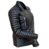 Bubbles-Women's Black Leather Jacket - Image 2