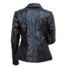 V-Neck Collars- Women's Black Leather Jacket - Image 2