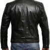 Men Plain Black Leather Jacket - Image 4