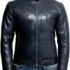 Men Plain Blue Vintage Leather Jacket - Image 4