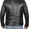 Men Plain Black Leather Jacket - Image 2