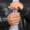 Men Plain Black Leather Jacket - Image 5