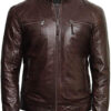 Men Brown Leather Jacket - Image 5