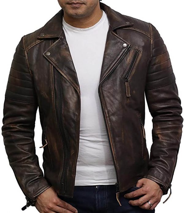Tan men's leather jacket