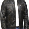 Men Plain Black Vintage Leather Jacket - Image 5