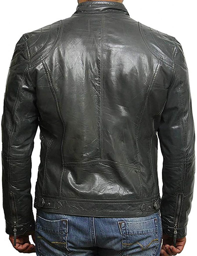 Buy Grey Leather Jacket for Men from