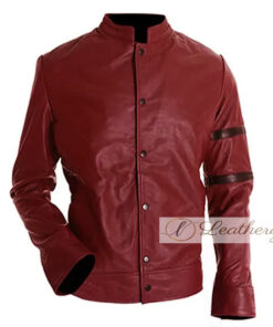 Button down - Men's Dark Red Maroon Leather jacket