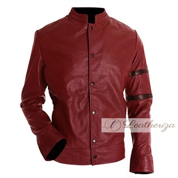 Button down - Men's Dark Red Maroon Leather jacket
