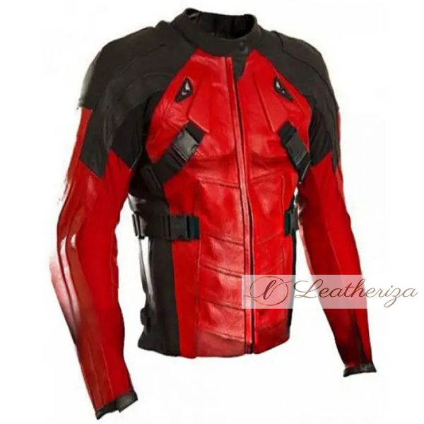 Superhero- Men's Red & Black Leather Jacket