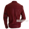 Button down- Men's Dark Red Maroon Leather jacket - Image 3