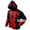 Men Red & Black Hoodie Style Leather Jacket - Image 4