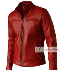 Men Red Elegant Biker Leather Jacket