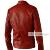 Men Red Elegant Biker Leather Jacket - Image 3