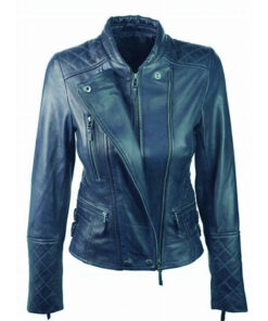 Vintage Blue Leather Jacket