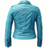 Sapphire Blue Leather Jacket for Women - Image 3