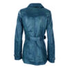 Dark Blue Women's Leather Coat - Image 3