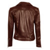 Chocolate Brown Biker Women's Leather Jacket - Image 3