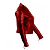 Deep Red Voguish Women's Leather Jacket - Image 3