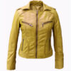 Lime Yellow Women's Stylish Leather Jacket