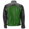 Black & Green Men Biker Leather Jacket - Image 2
