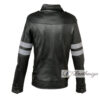 Men's Voguish Black Coat Style Leather Jacket with 4 Pockets - Image 3