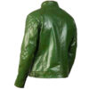 Moss Green Men Biker Leather Jacket - Image 2