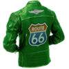 Sporty 66 Soft Green Biker Leather Jacket - Image 2