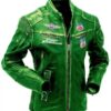Sporty 66 Soft Green Biker Leather Jacket