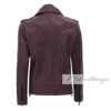 Claret Burgundy Women's Racer Leather Jacket - Image 3