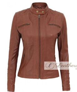Umber Brown Women's Real Leather Jacket