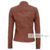 Umber Brown Women's Real Leather Jacket - Image 3