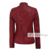 Simple Modern Red Leather Jacket For Women - Image 3