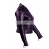 Short Body Burgundy Women's Leather Jacket - Image 3