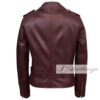 Stylish Rasin Burgundy Women's Racer Leather Jacket - Image 3