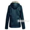 Dark Blue Shearling Real Leather Coat For Women - Image 3