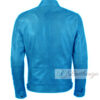 Sky Blue Voguish Biker's Leather Jacket For Men - Image 3