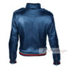 Modern Blue Stylish Bomber Men's Leather Jacket - Image 2