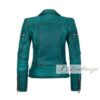 Snake Print Sea Green Women's Leather Jacket - Image 2