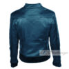 Dark Blue Elegant Stylish Biker Bomber Leather Jacket For Men - Image 3