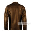 Walnut Brown Men's Leather Jacket with Strips - Image 3
