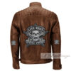 Ride Free Skull Brown Biker Men's Leather Jacket - Image 3